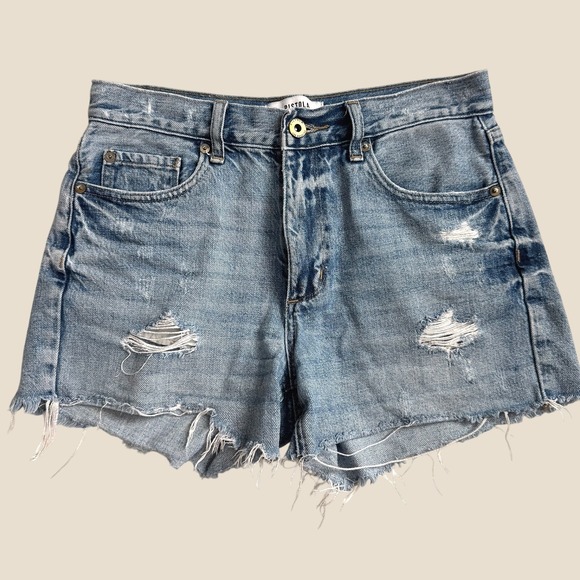 pistola Pants - Pistola High Rise Distressed Denim Shorts Light Wash size 26